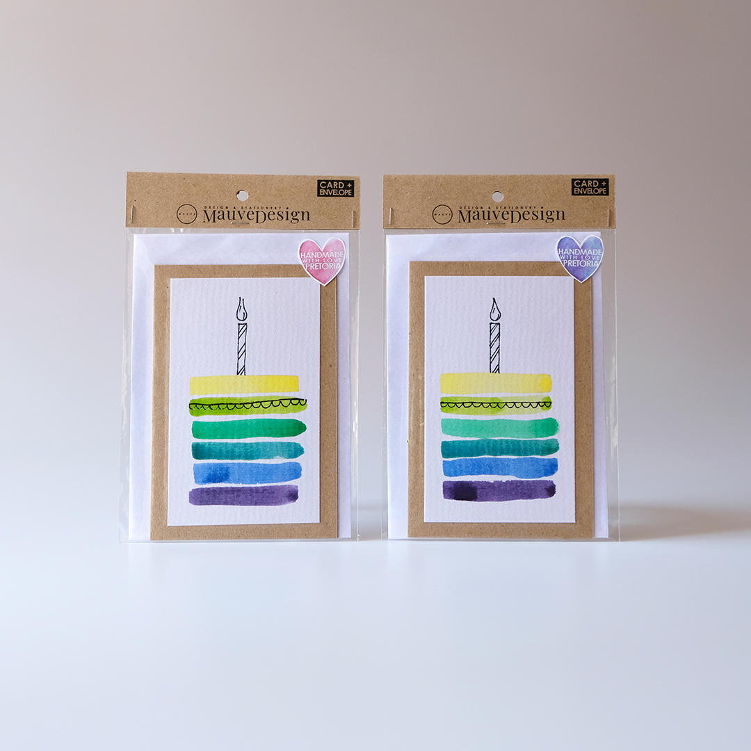 MauveDesign | 0043 | Card and Envelope set | Hand painted cake | Cool