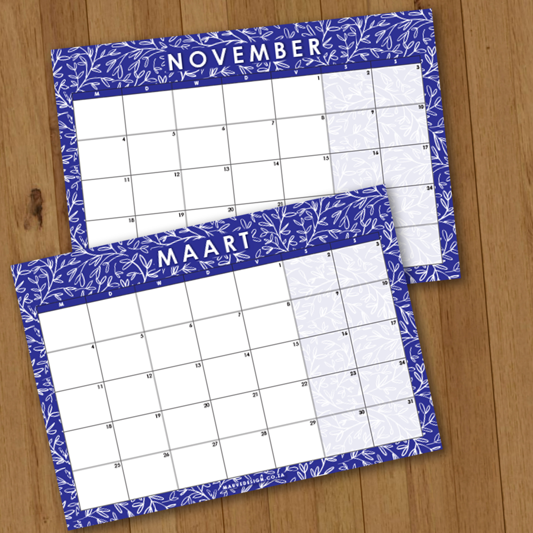 MauveDesign 2024 Calendar Afrikaans