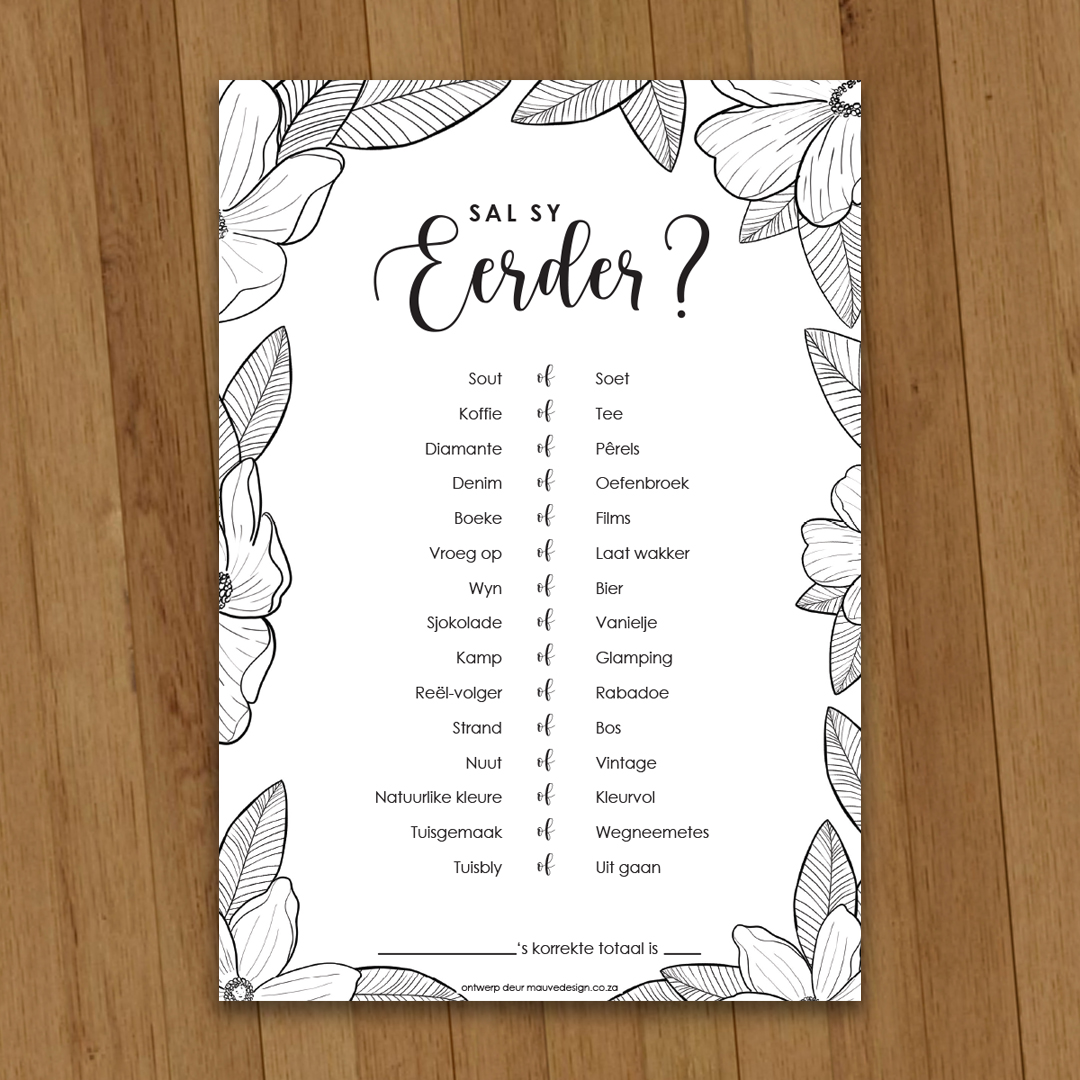MauveDesign | Kitchen tea game