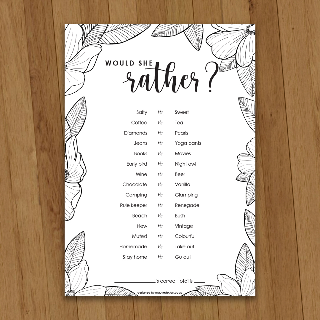 MauveDesign | Kitchen tea game