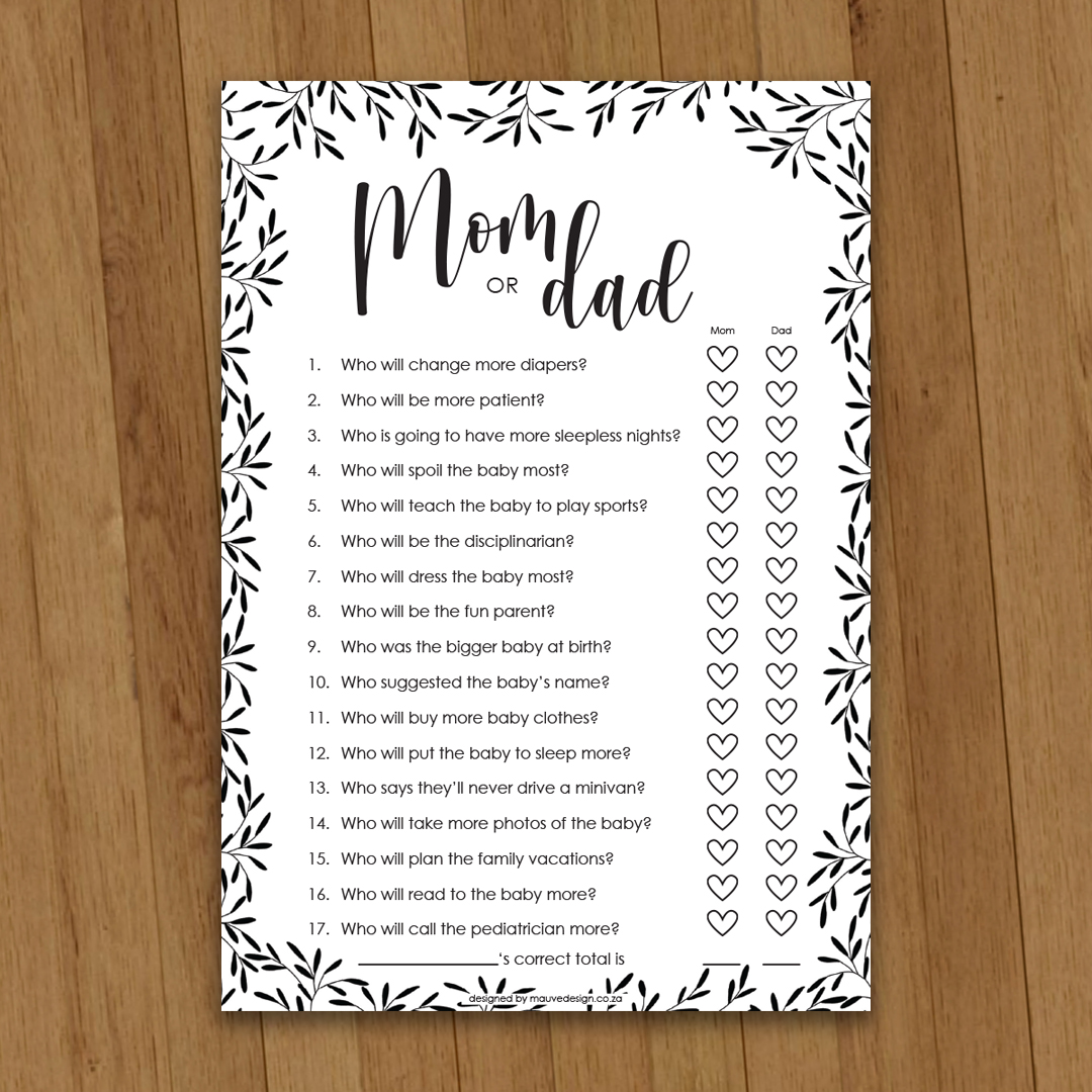 MauveDesign | Baby Shower game, babatee