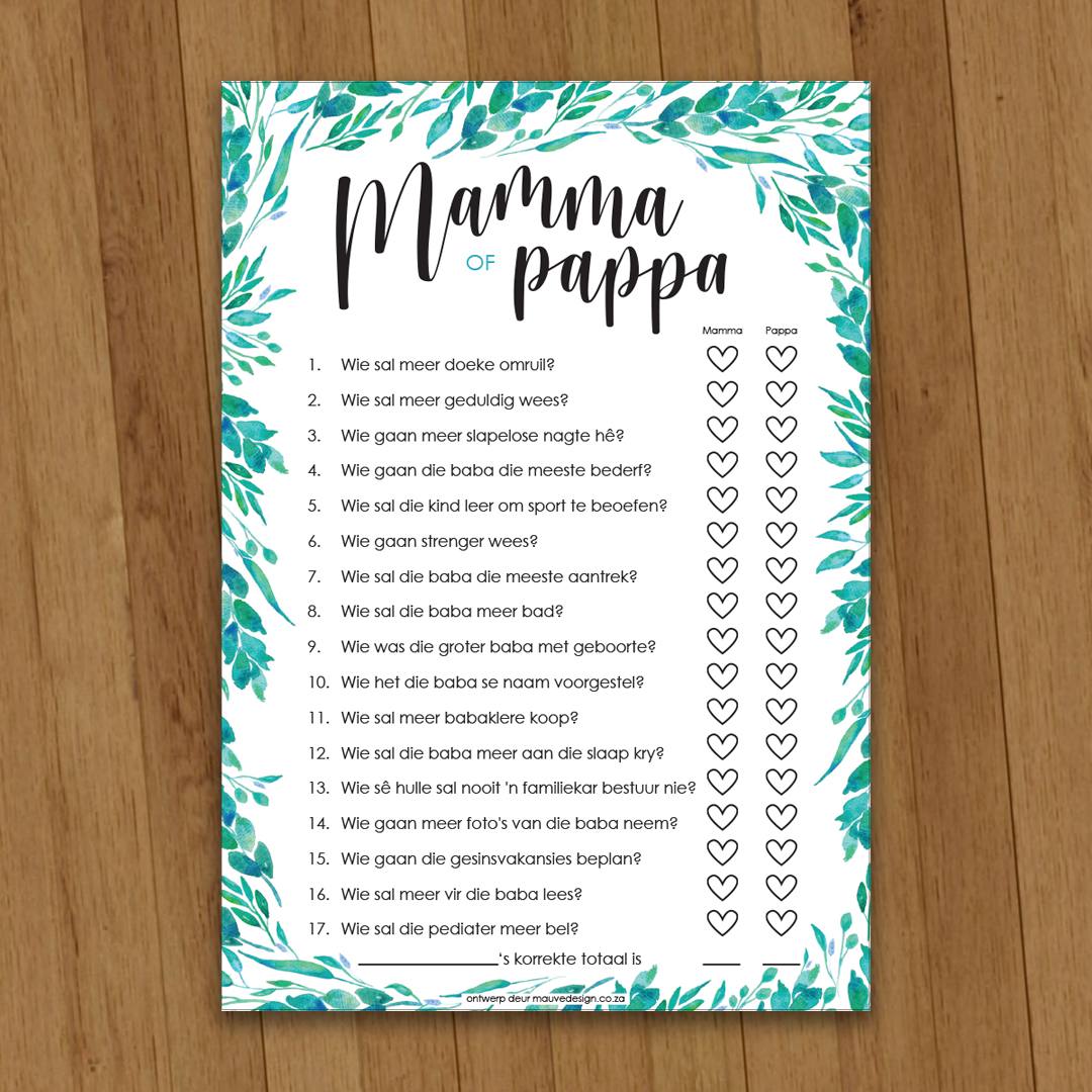 MauveDesign | Baby Shower game, babatee