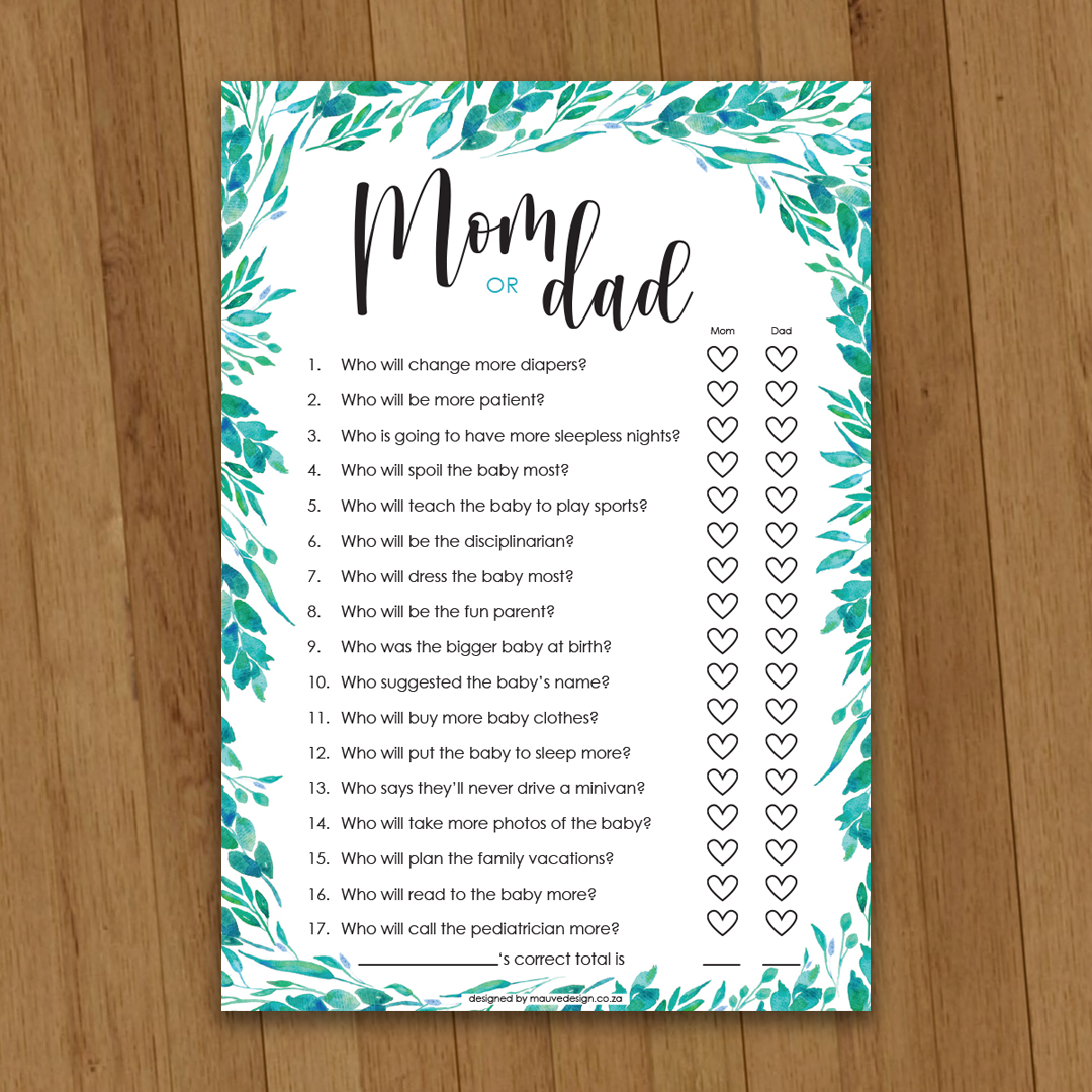 MauveDesign | Baby Shower game, babatee