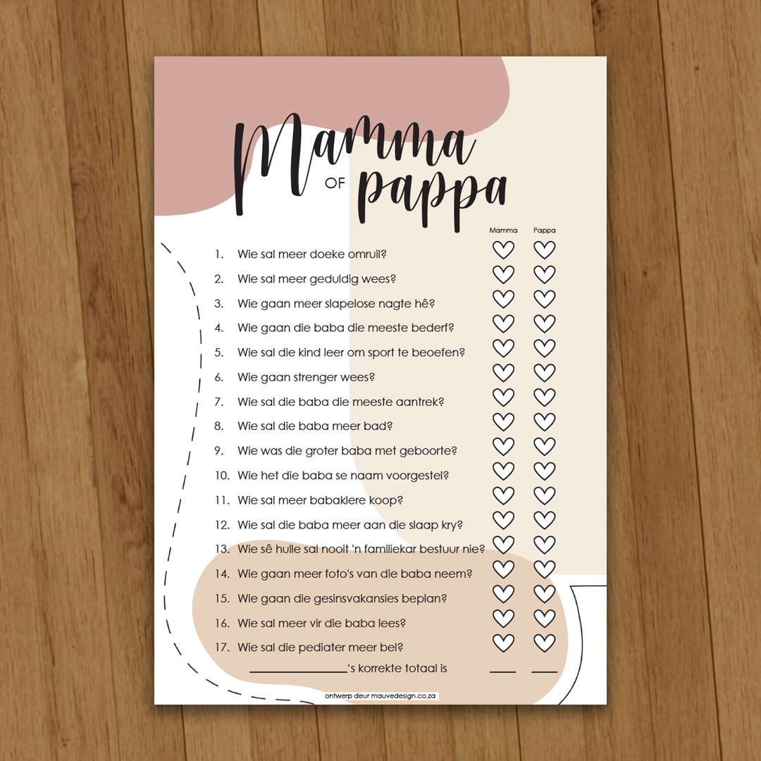 MauveDesign | Baby Shower game, babatee