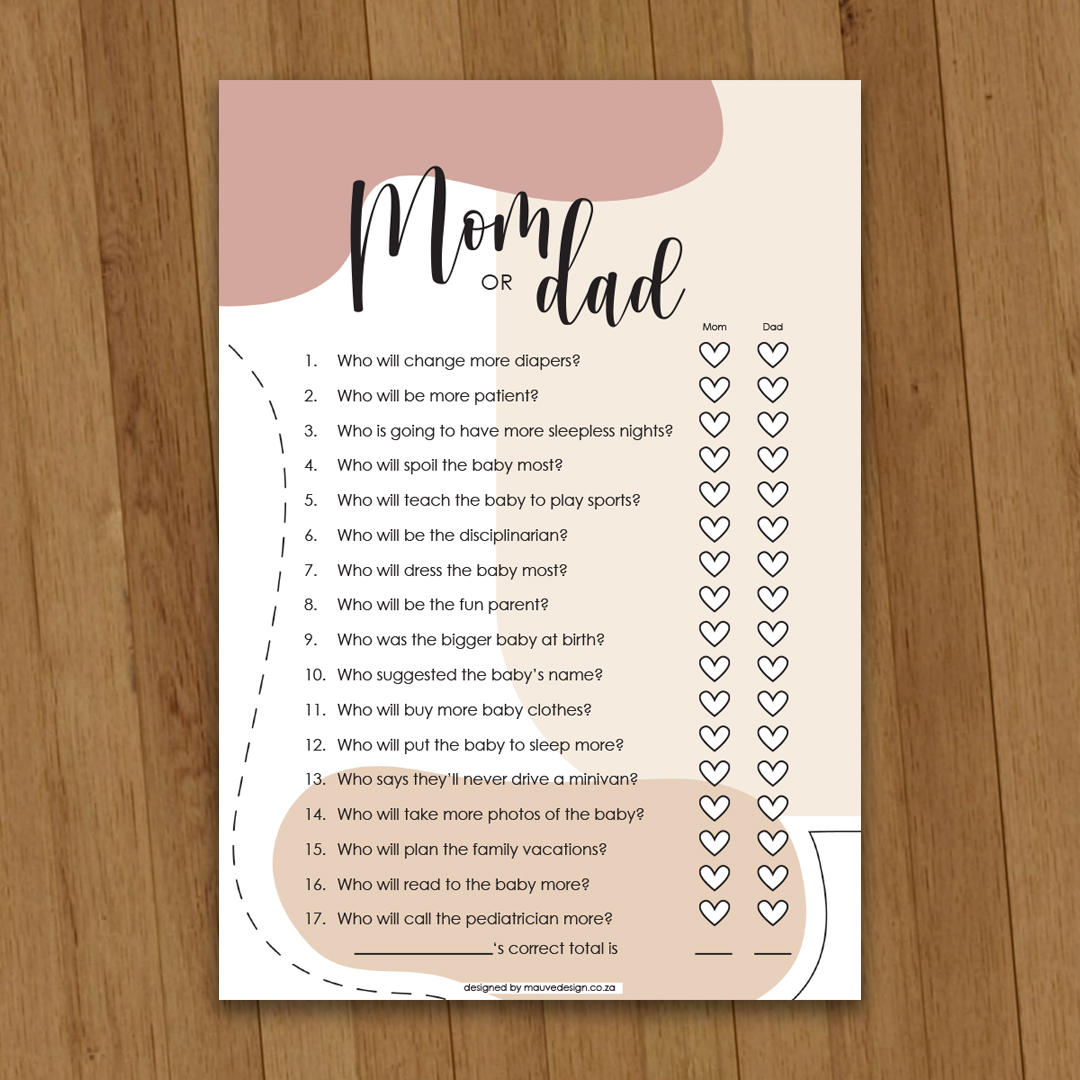 MauveDesign | Baby Shower game, babatee