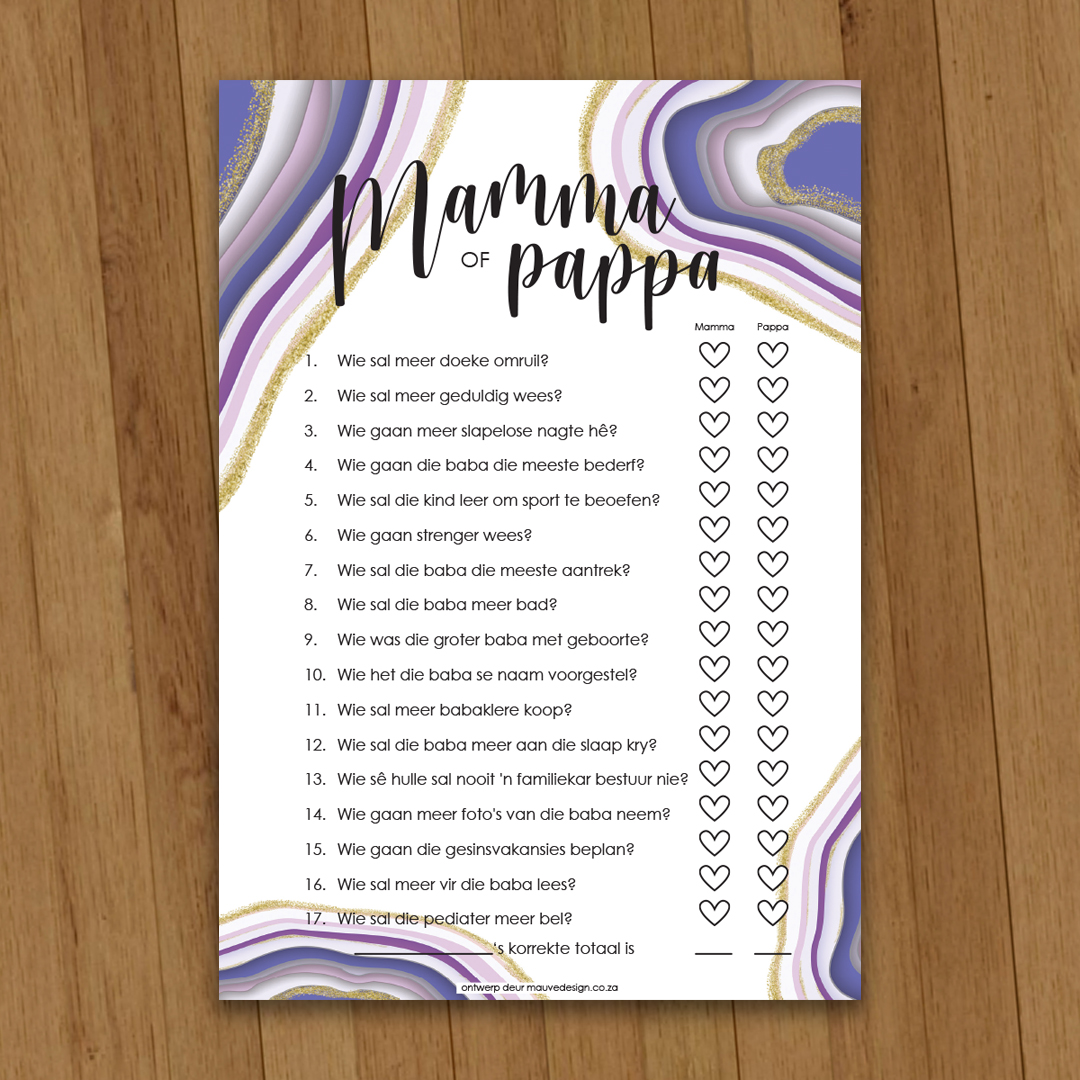MauveDesign | Baby Shower game, babatee