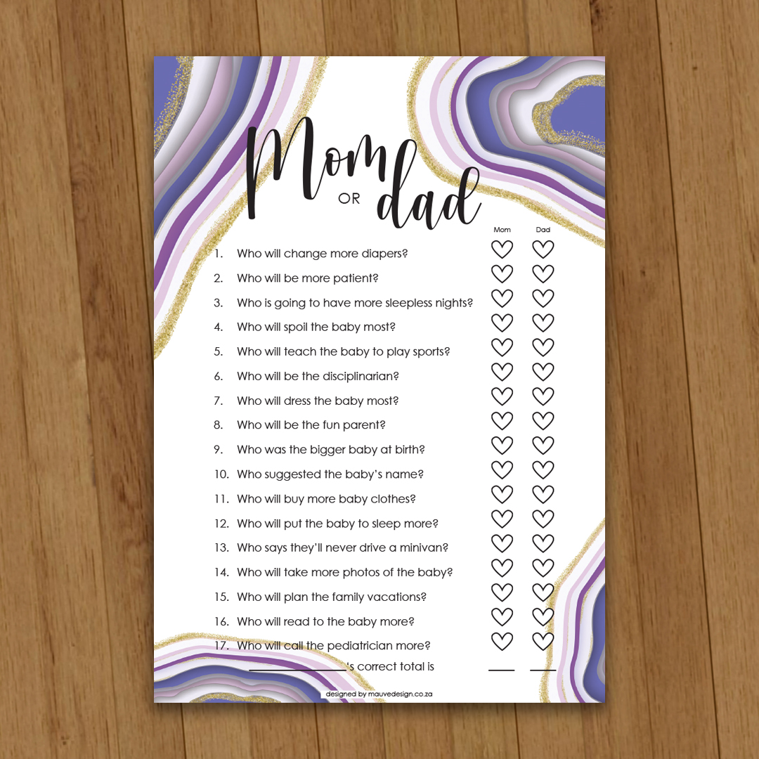MauveDesign | Baby Shower game, babatee