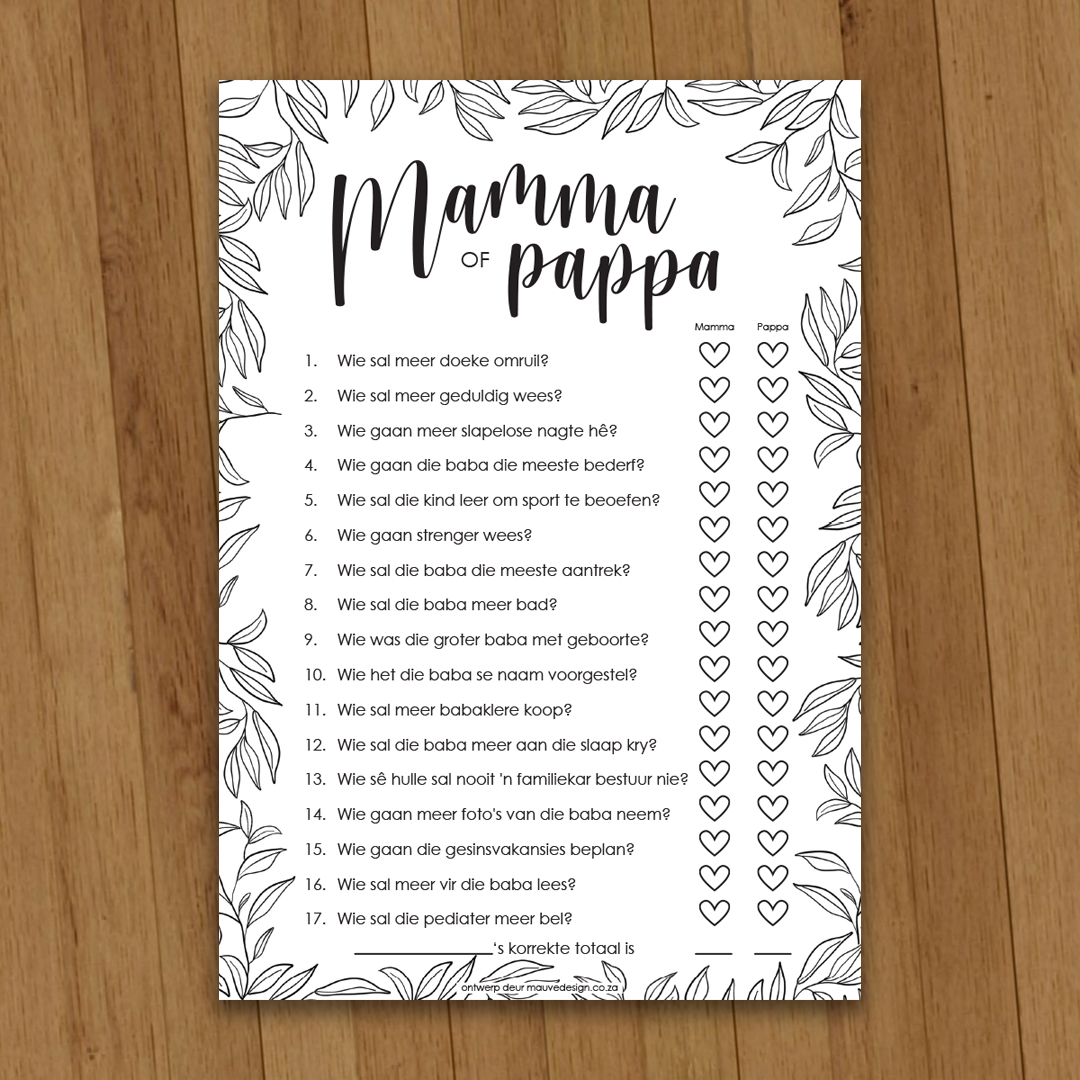 MauveDesign | Baby Shower game, babatee