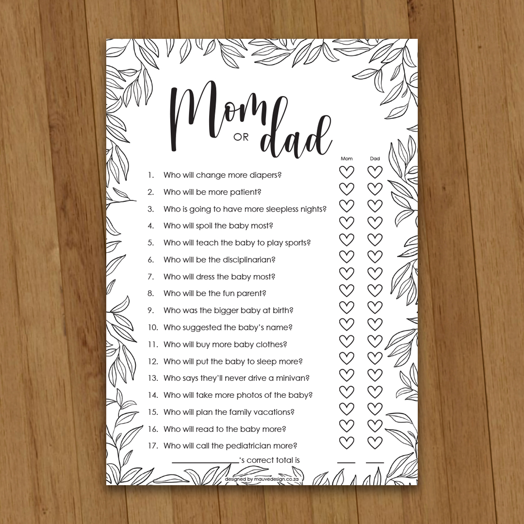 MauveDesign | Baby Shower game, babatee
