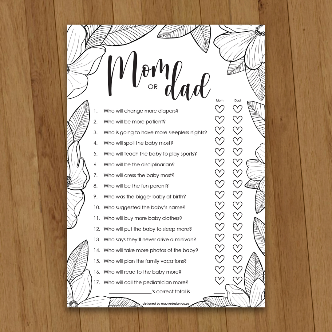 MauveDesign | Baby Shower game, babatee