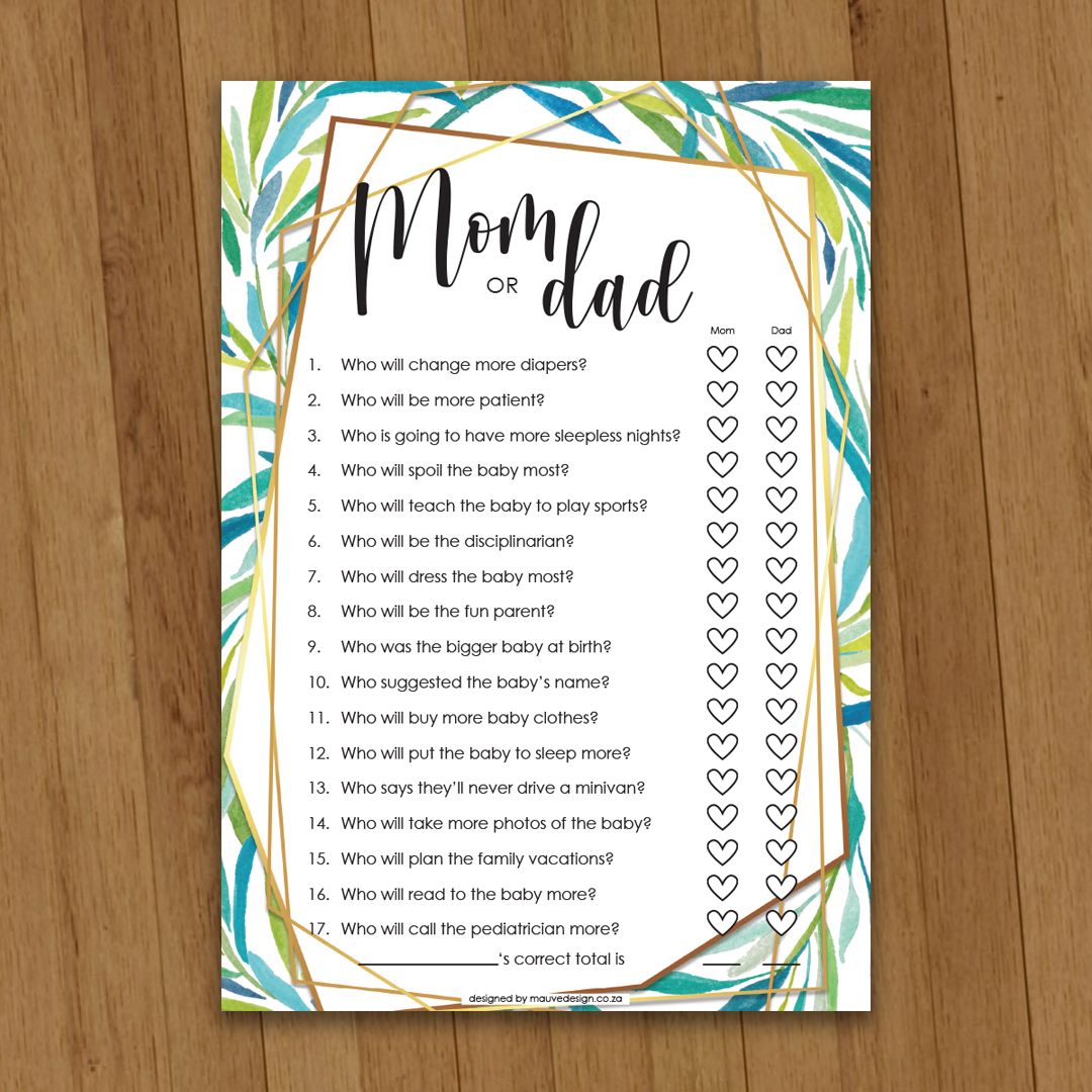 MauveDesign | Baby Shower game, babatee