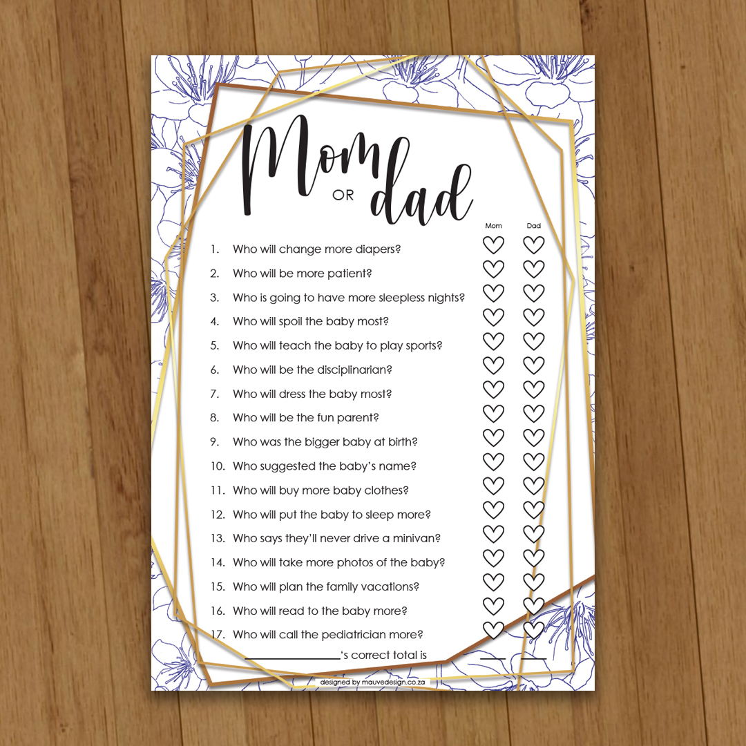 MauveDesign | Baby Shower game, babatee