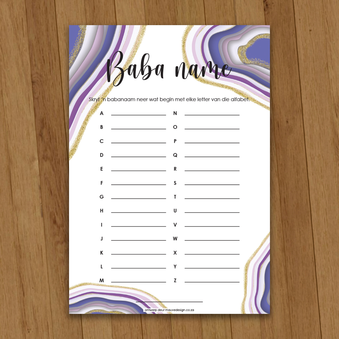 MauveDesign | Baby Shower game