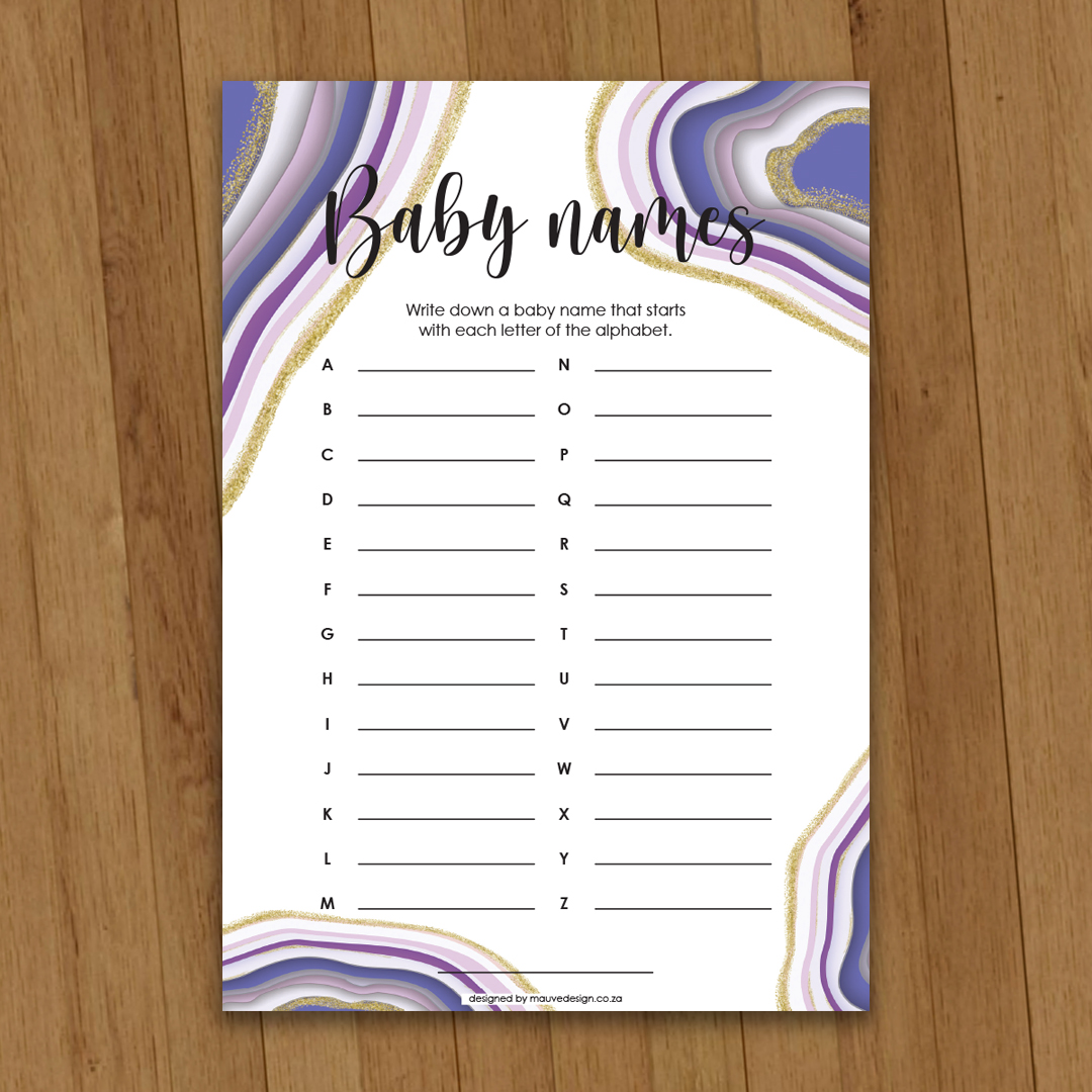 MauveDesign | Baby Shower game