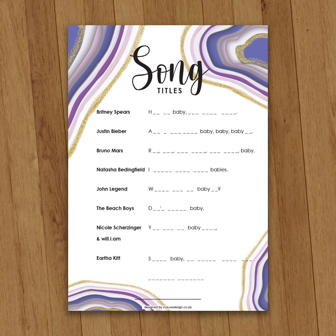MauveDesign | Baby Shower game