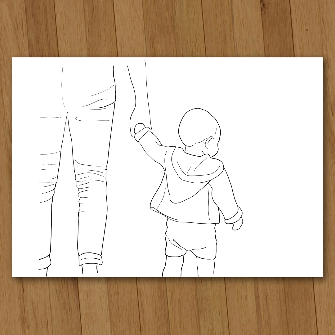 MauveDesign | 0700 | Line drawing | mom and baby
