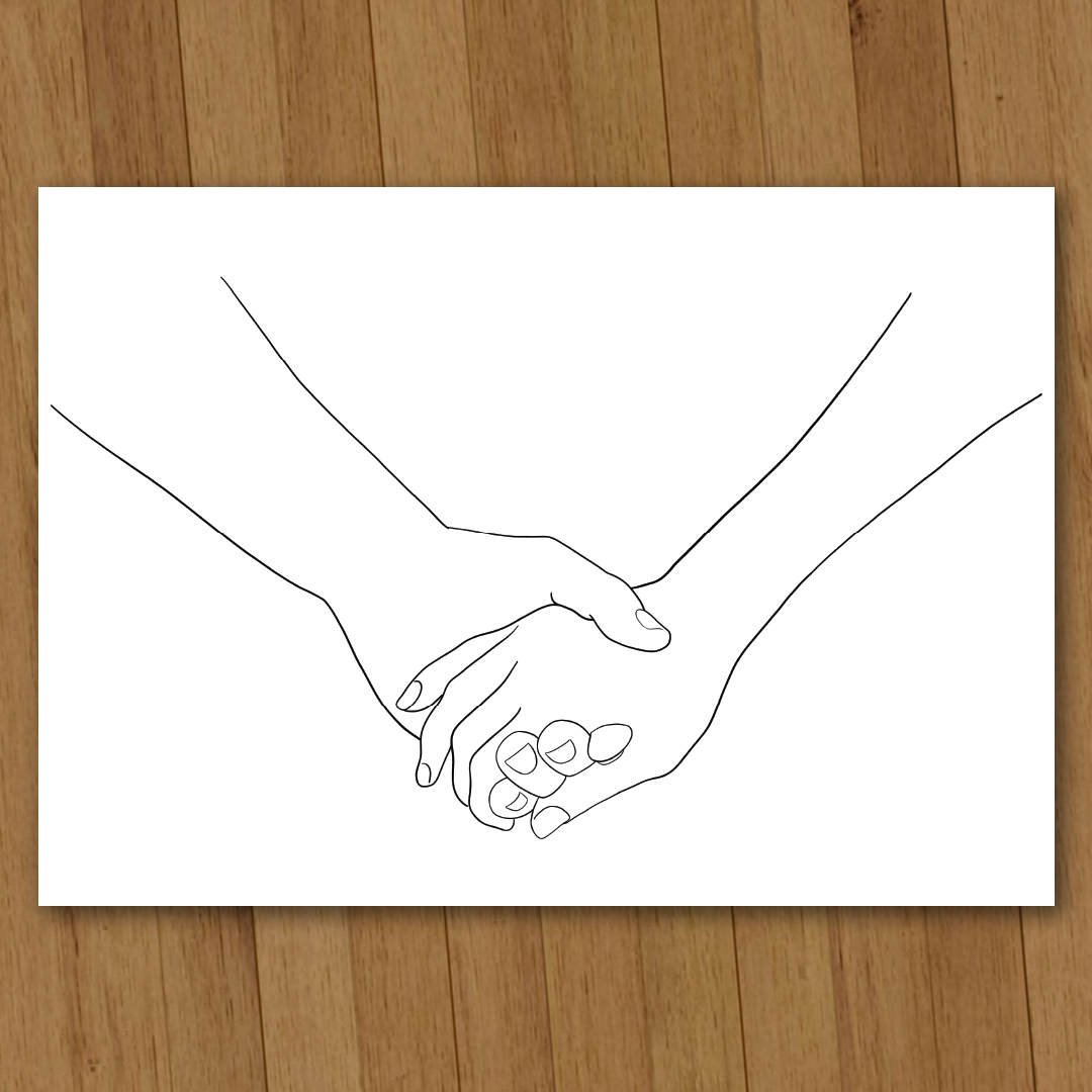 MauveDesign | 0711 | Line drawing | Holding hands 1