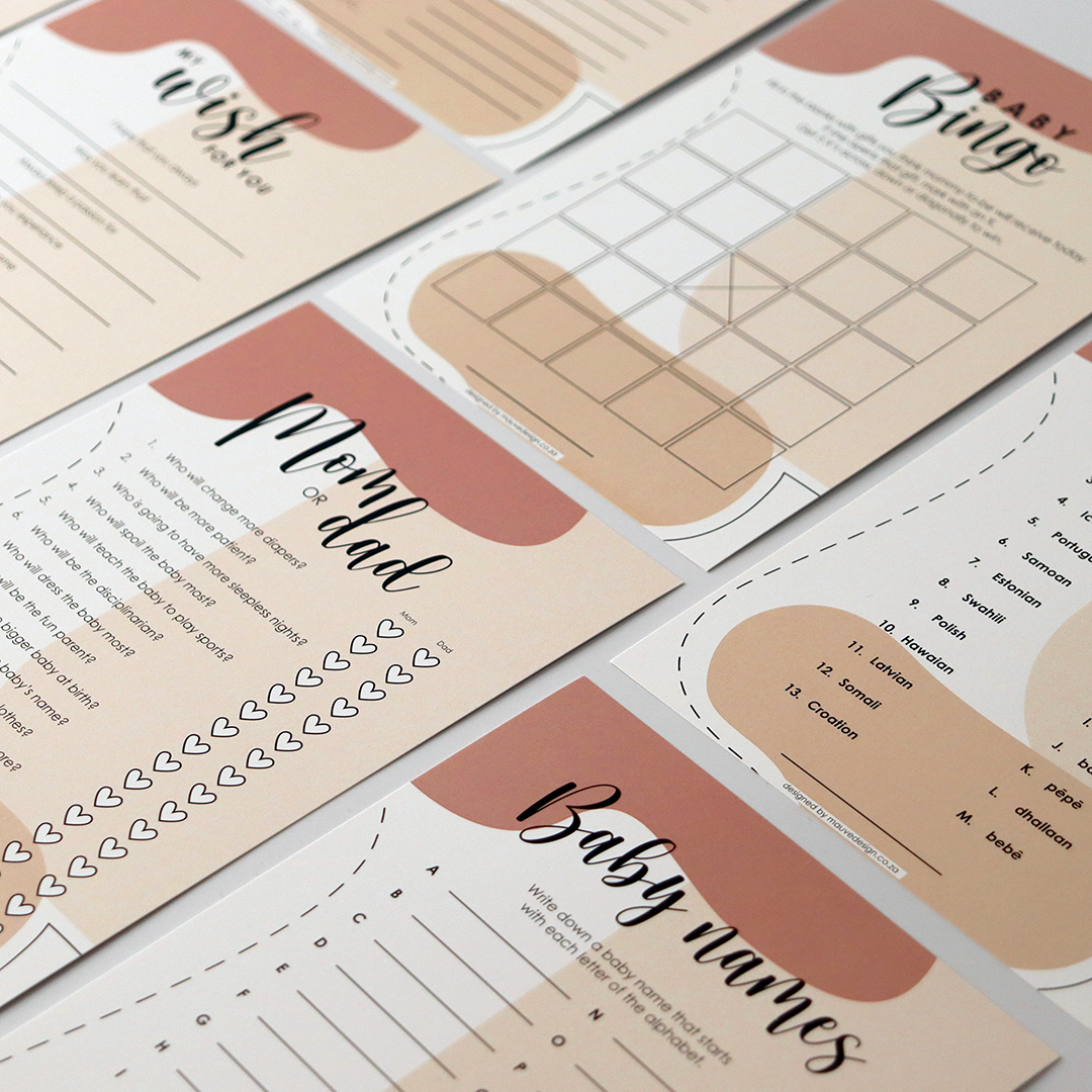 MauveDesign baby shower game, Baby names, baba name, Mom and Dad, Mamma en Pappa