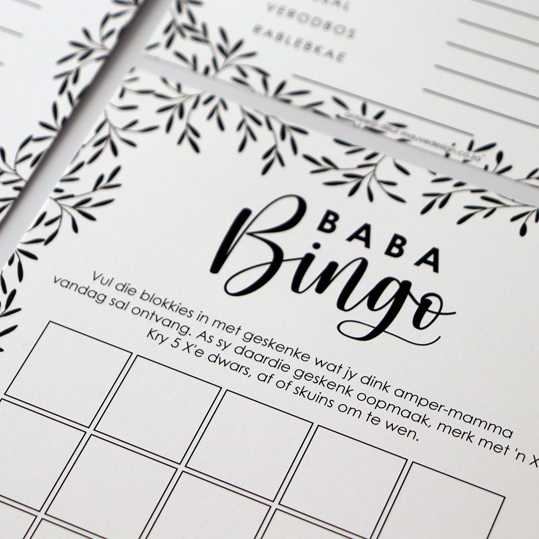 MauveDesign baby shower game, Baby bingo, baba bingo