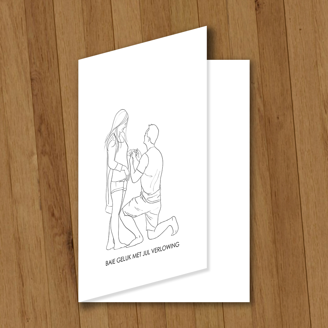 Line drawing cards AFRIKAANS verlowing engagement