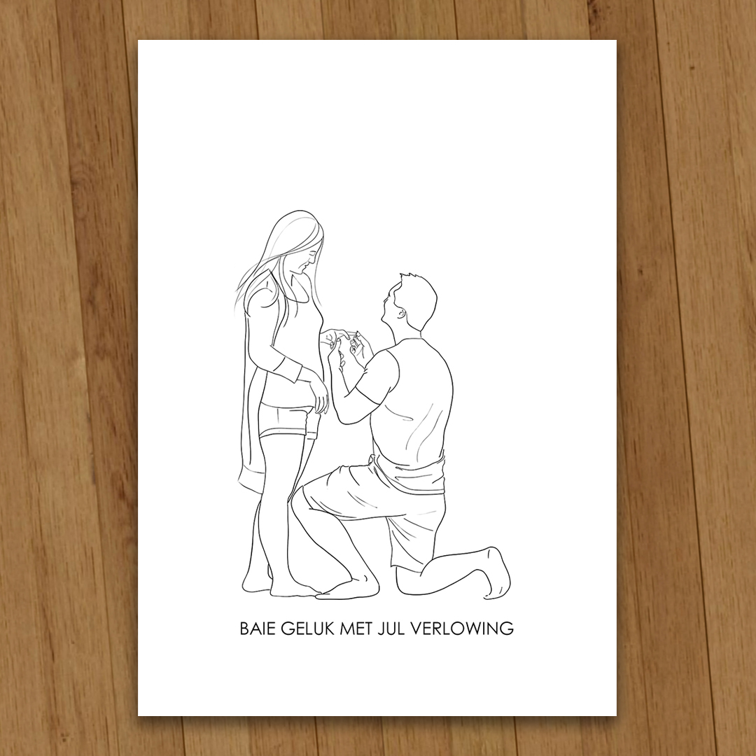 Line drawing cards AFRIKAANS verlowing engagement