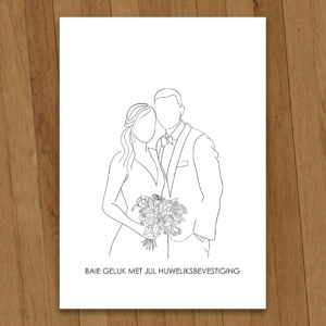 Line drawing cards AFRIKAANS Troue Wedding