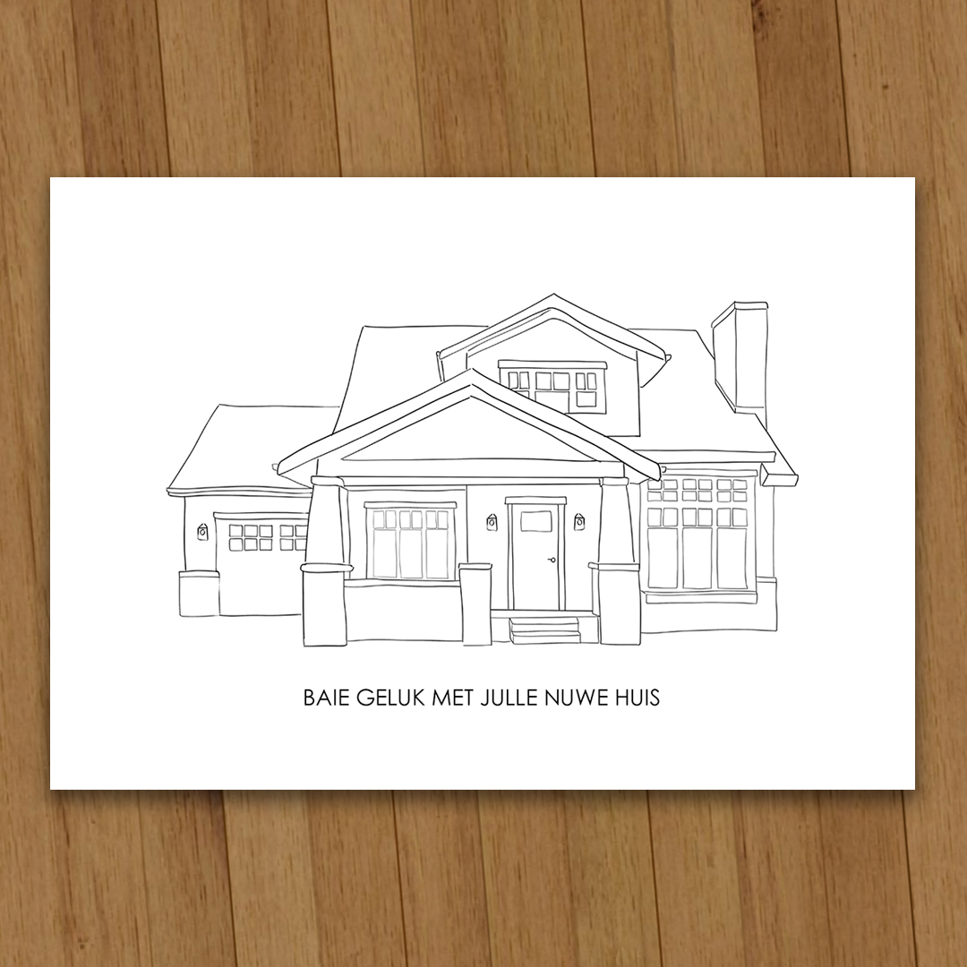 Line drawing cards AFRIKAANS Nuwe huis